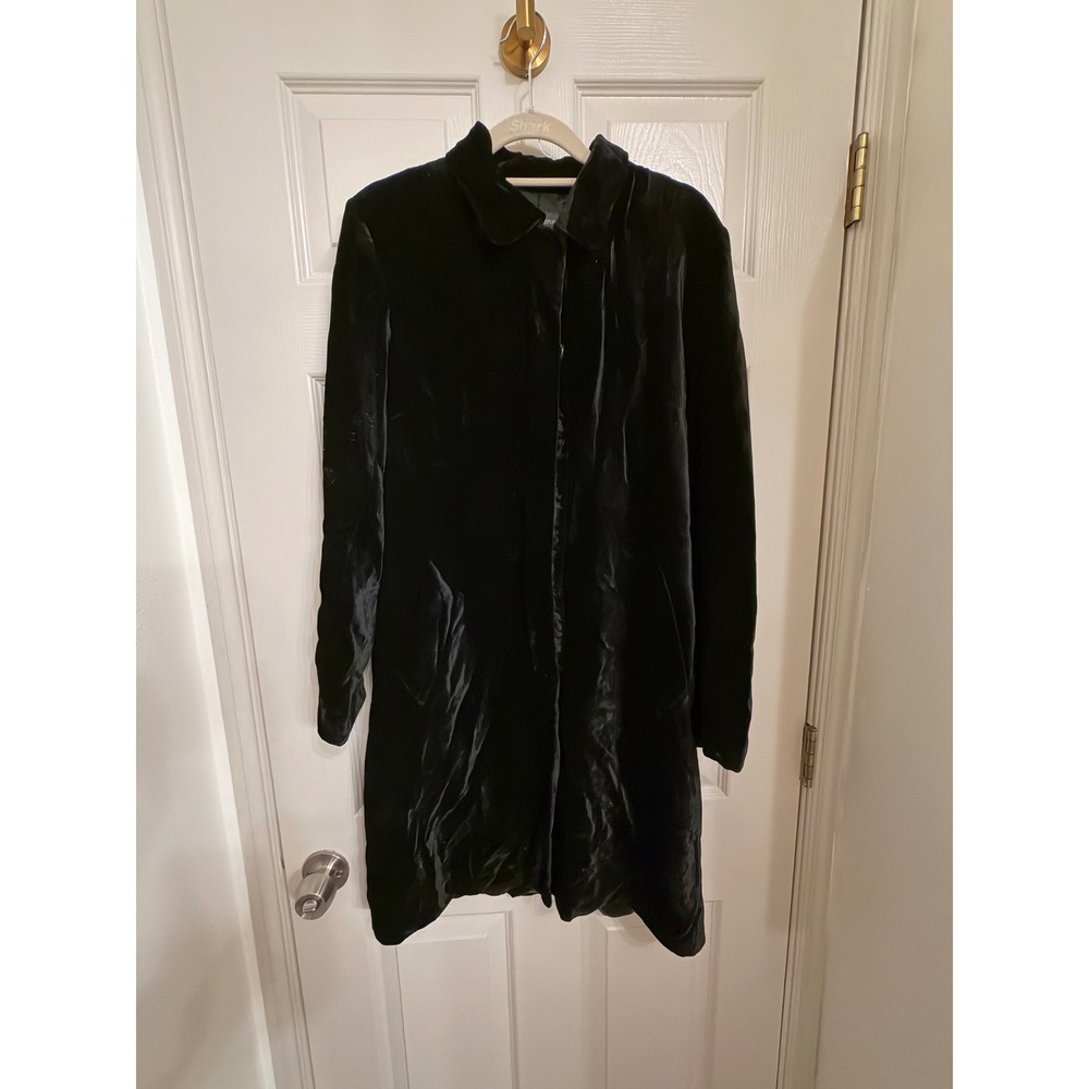 Banana Republic Black Velvet Coat Hidden Button Front Long Sleeve Women Small